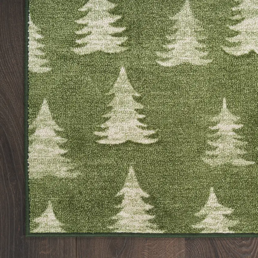 Olive Green Botanical Leaves Area Rug Photo 8