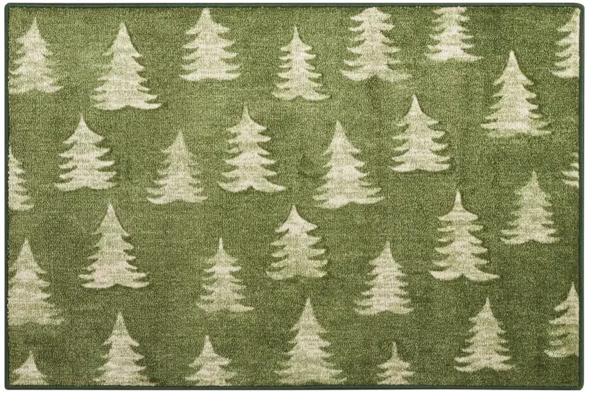 Olive Green Botanical Leaves Area Rug Photo 4