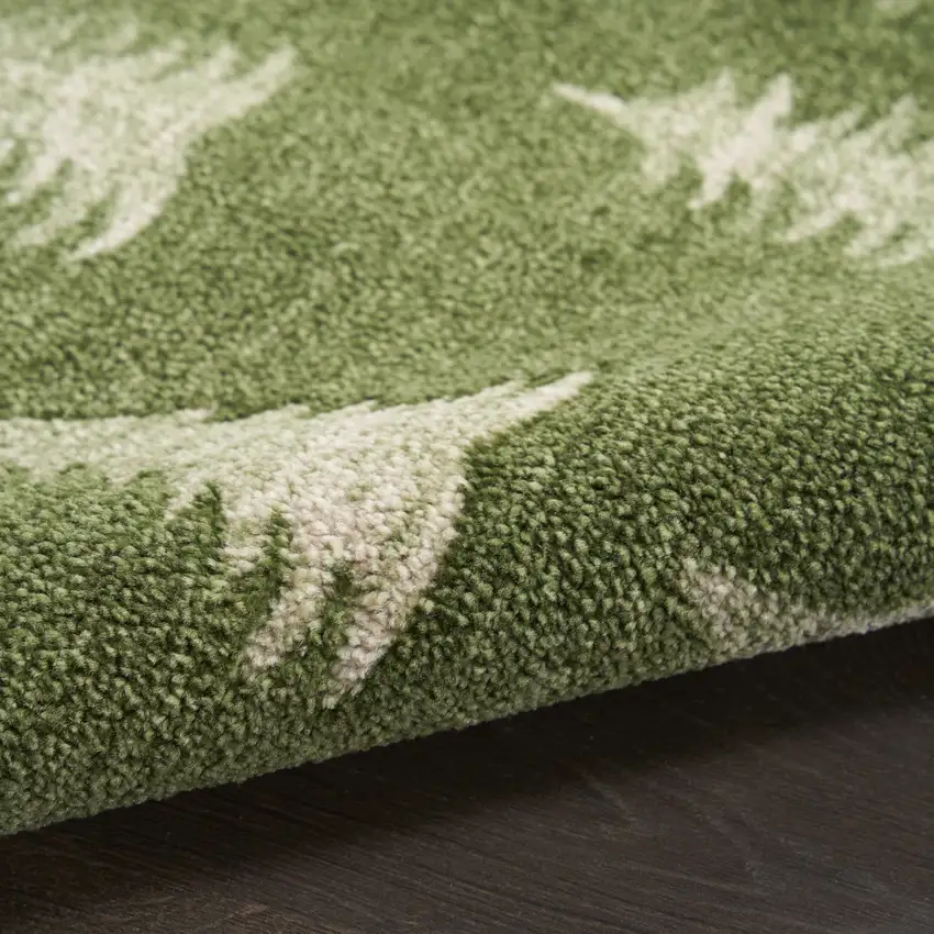 Olive Green Botanical Leaves Area Rug Photo 9