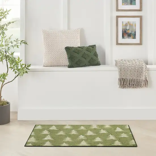 Olive Green Botanical Leaves Area Rug Photo 5