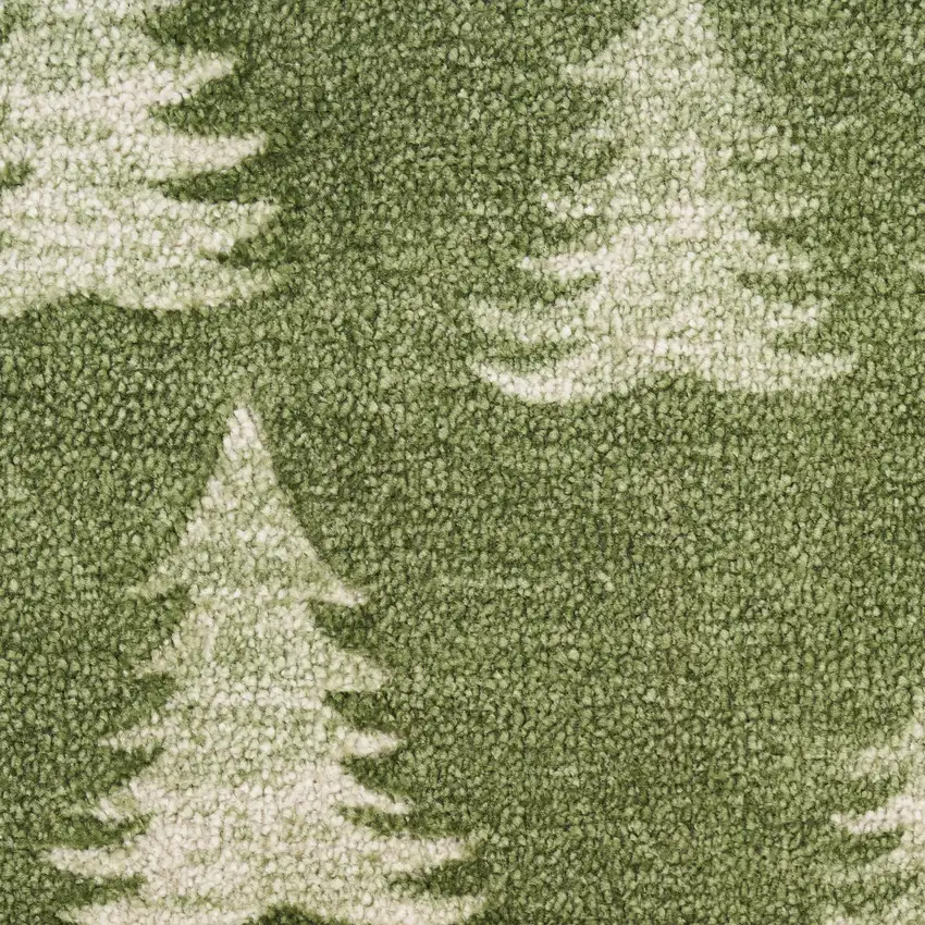 Olive Green Botanical Leaves Runner Rug Photo 7