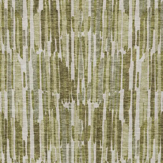 Olive Green Brown And Beige Abstract Washable Indoor Outdoor Area Rug Photo 4