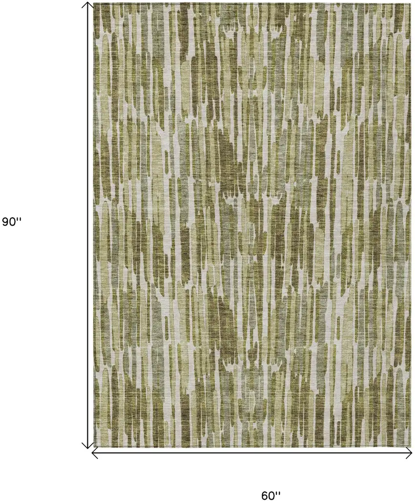 Olive Green Brown And Beige Abstract Washable Indoor Outdoor Area Rug Photo 2