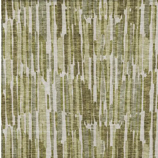 Olive Green Brown And Beige Abstract Washable Indoor Outdoor Area Rug Photo 4