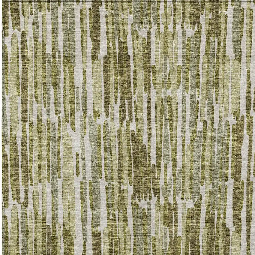 Olive Green Brown And Beige Abstract Washable Indoor Outdoor Area Rug Photo 4