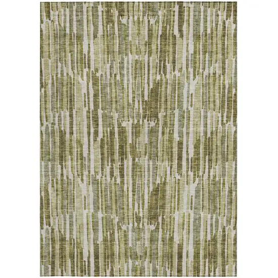 Olive Green Brown And Beige Abstract Washable Indoor Outdoor Area Rug Photo 5