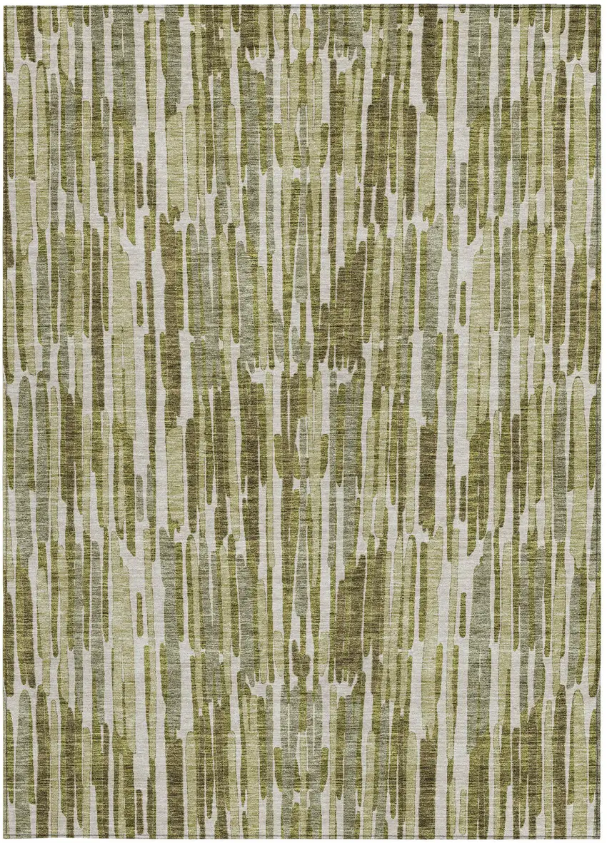 Olive Green Brown And Beige Abstract Washable Indoor Outdoor Area Rug Photo 5