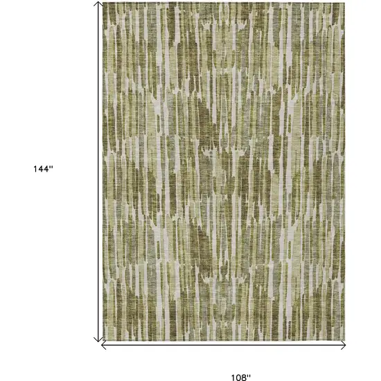Olive Green Brown And Beige Abstract Washable Indoor Outdoor Area Rug Photo 3