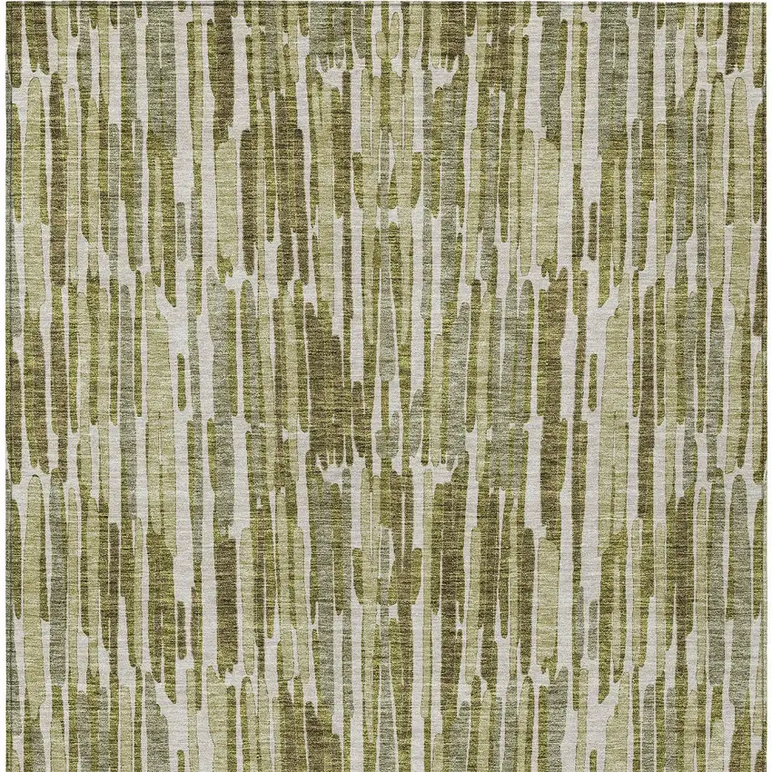 Olive Green Brown And Beige Abstract Washable Indoor Outdoor Area Rug Photo 5
