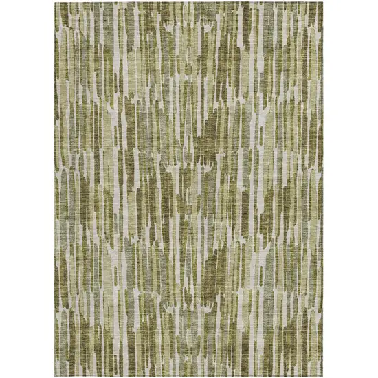 Olive Green Brown And Beige Abstract Washable Indoor Outdoor Area Rug Photo 6