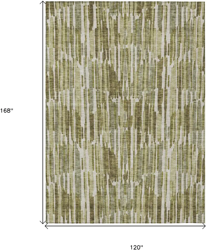 Olive Green Brown And Beige Abstract Washable Indoor Outdoor Area Rug Photo 3