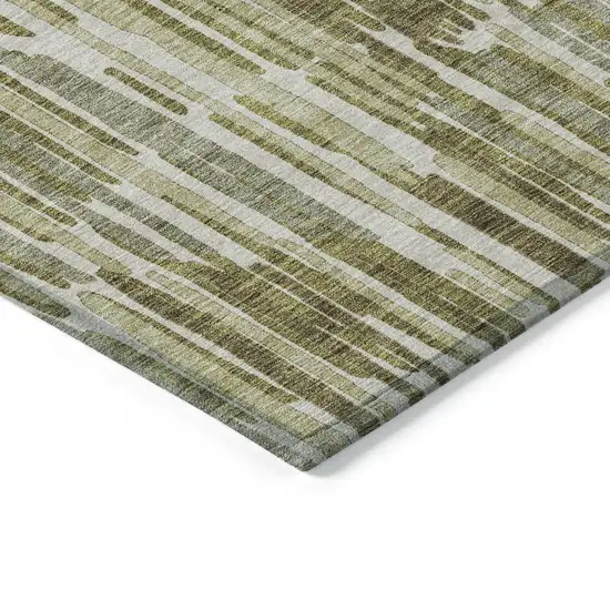 Olive Green Brown And Beige Abstract Washable Indoor Outdoor Area Rug Photo 3