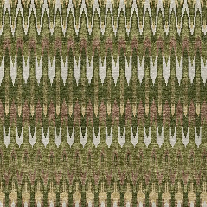 Olive Green Brown And Gold Southwestern Washable Indoor Outdoor Area Rug Photo 7