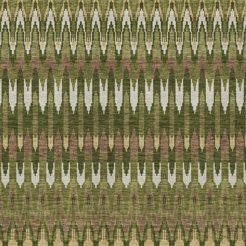 Olive Green Brown And Gold Southwestern Washable Indoor Outdoor Area Rug Photo 7