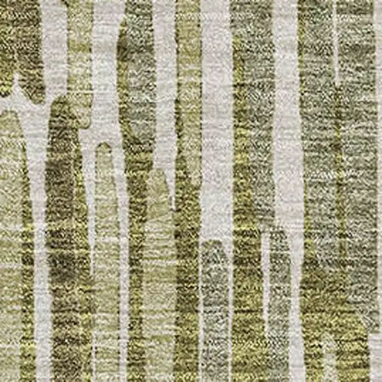 Olive Green Brown And Ivory Abstract Washable Area Rug With UV Protection Photo 3