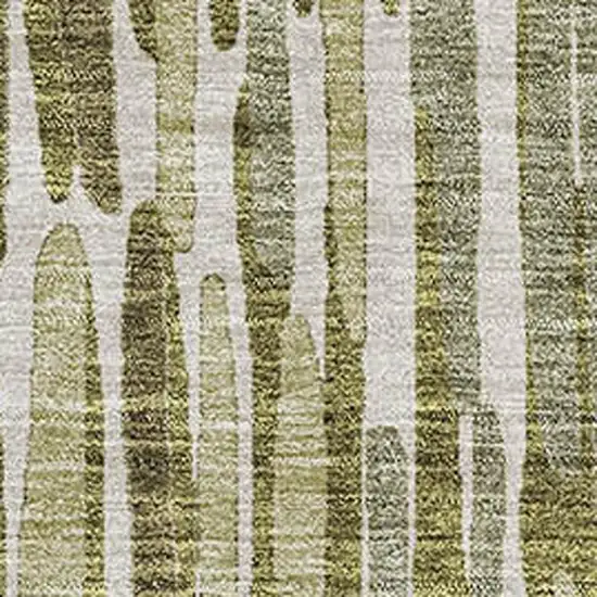 Olive Green Brown And Ivory Abstract Washable Area Rug With UV Protection Photo 3