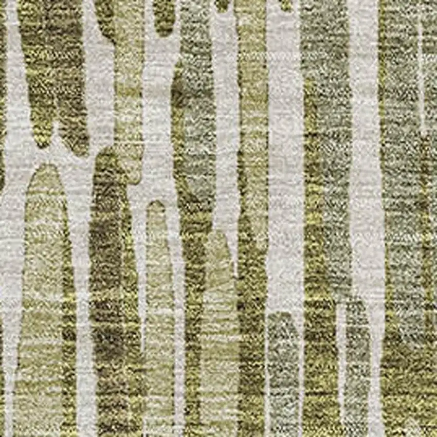 Olive Green Brown And Ivory Abstract Washable Area Rug With UV Protection Photo 3
