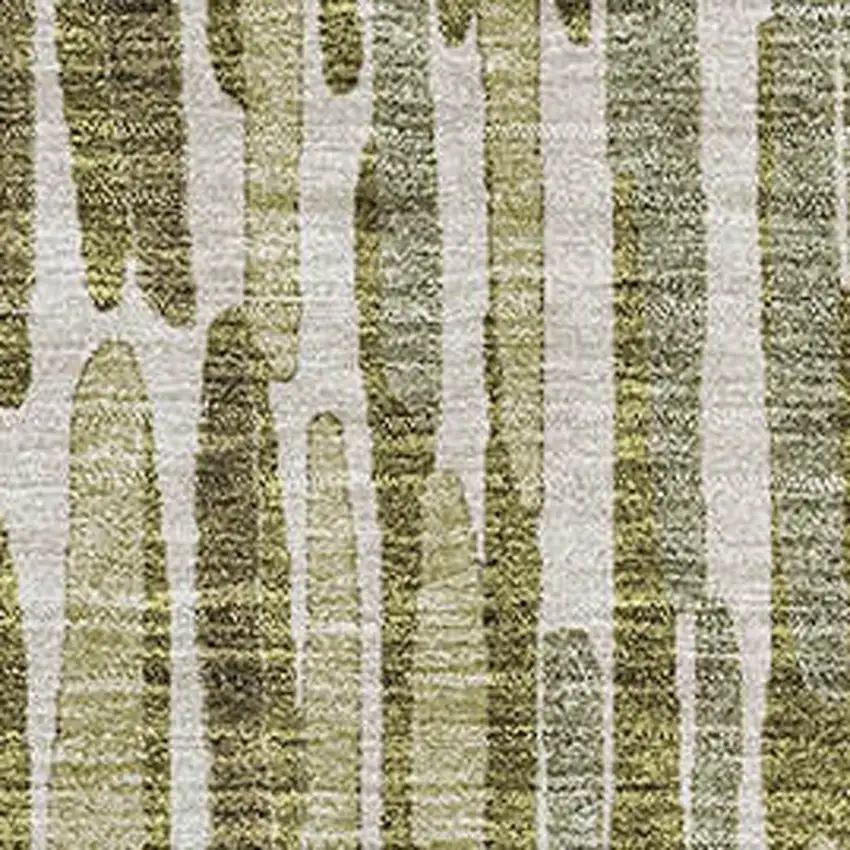 Olive Green Brown And Ivory Abstract Washable Area Rug With UV Protection Photo 3