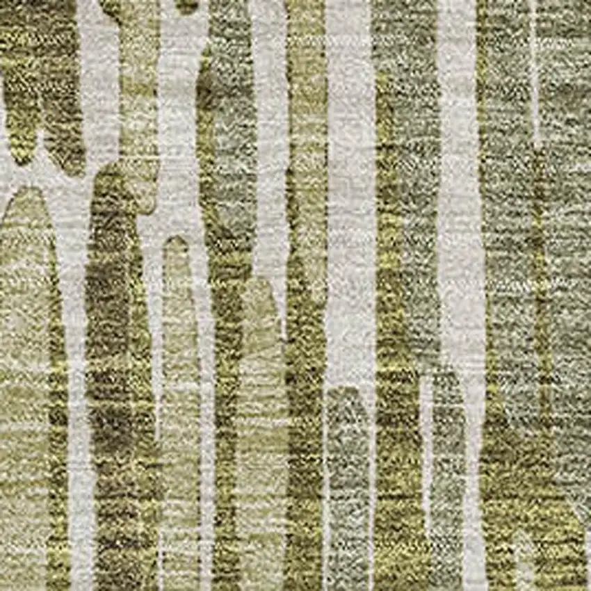 Olive Green Brown And Ivory Abstract Washable Area Rug With UV Protection Photo 3