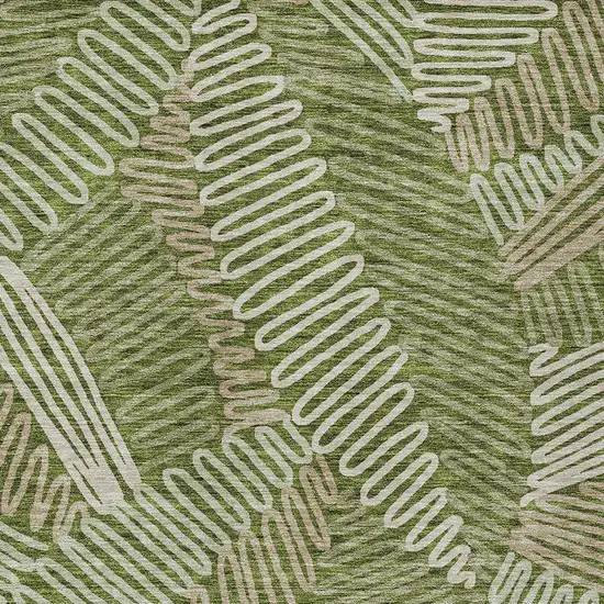 Olive Green Brown And Ivory Floral Washable Indoor Outdoor Area Rug Photo 7