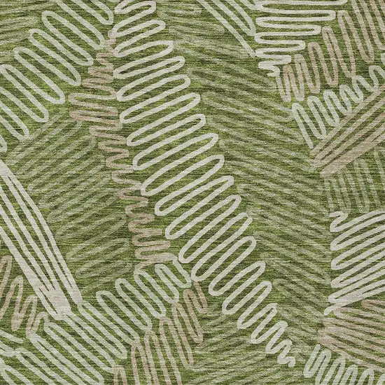 Olive Green Brown And Ivory Floral Washable Indoor Outdoor Area Rug Photo 7
