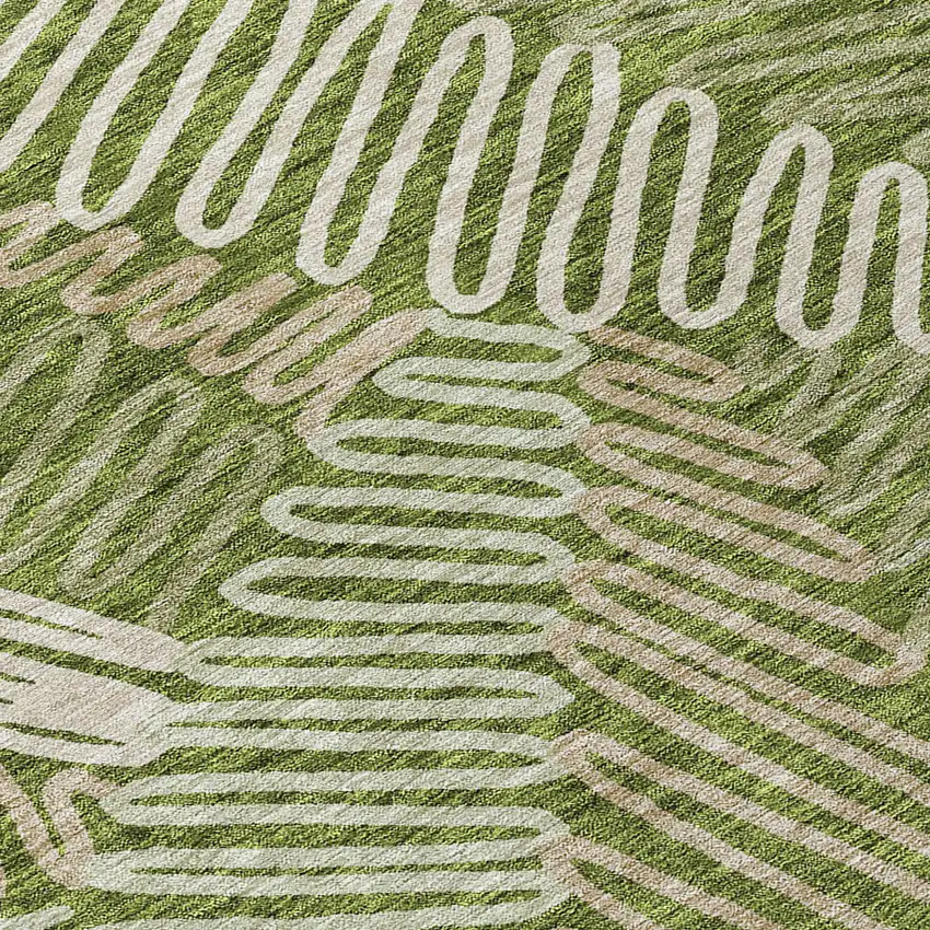 Olive Green Brown And Ivory Floral Washable Indoor Outdoor Area Rug Photo 6