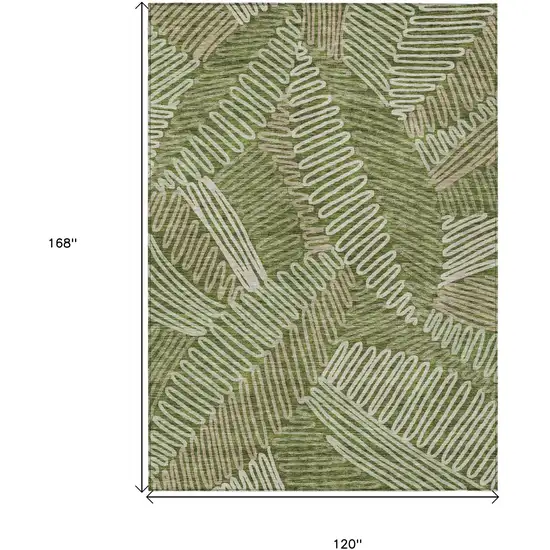 Olive Green Brown And Ivory Floral Washable Indoor Outdoor Area Rug Photo 3