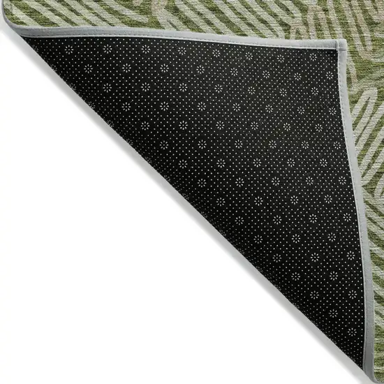 Olive Green Brown And Ivory Floral Washable Indoor Outdoor Area Rug Photo 4