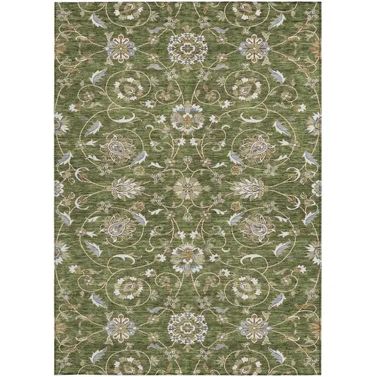 Olive Green Brown And Ivory Moroccan Washable Indoor Outdoor Area Rug Photo 6