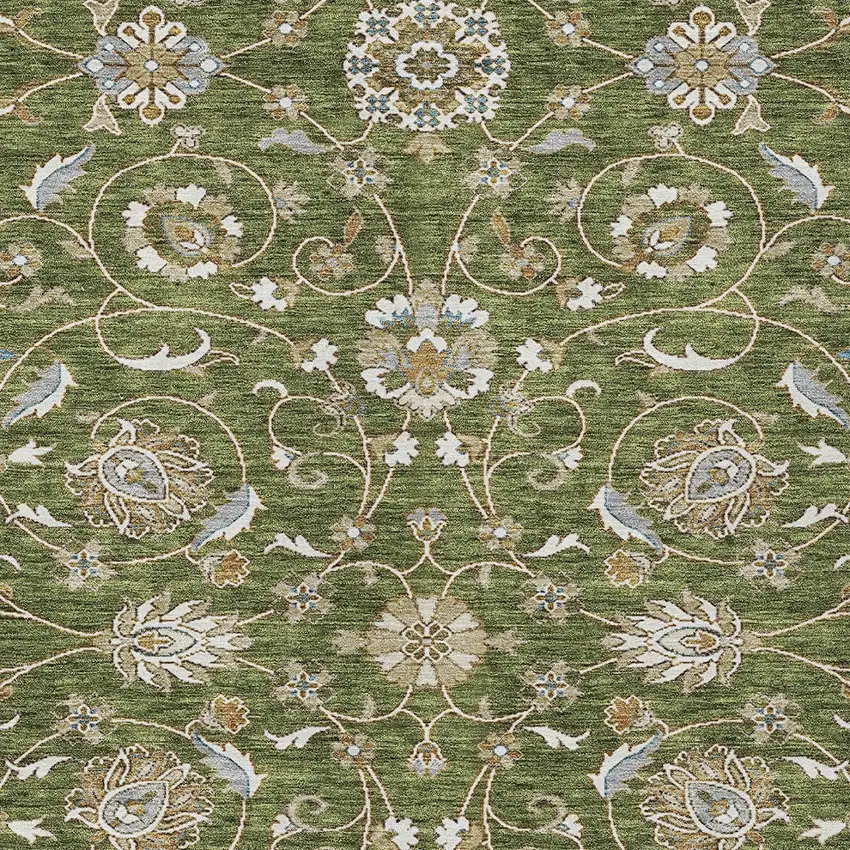 Olive Green Brown And Ivory Moroccan Washable Indoor Outdoor Area Rug Photo 6