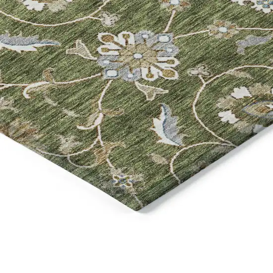 Olive Green Brown And Ivory Moroccan Washable Indoor Outdoor Area Rug Photo 4