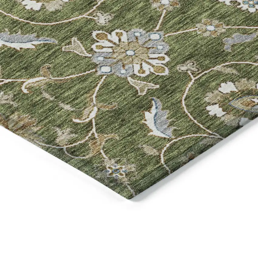 Olive Green Brown And Ivory Moroccan Washable Indoor Outdoor Area Rug Photo 4