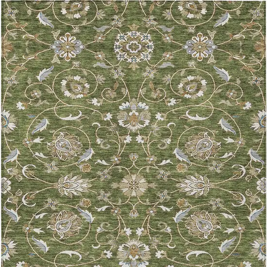 Olive Green Brown And Ivory Moroccan Washable Indoor Outdoor Area Rug Photo 7