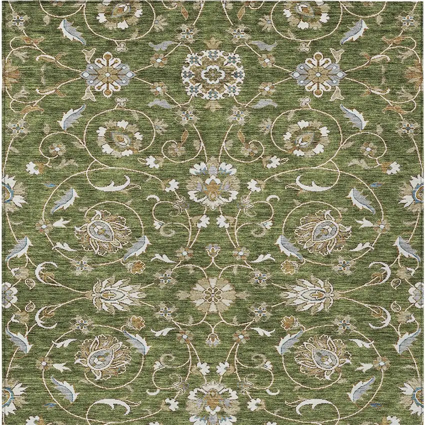 Olive Green Brown And Ivory Moroccan Washable Indoor Outdoor Area Rug Photo 7
