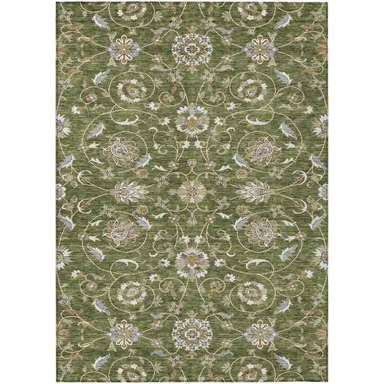 Olive Green Brown And Ivory Moroccan Washable Indoor Outdoor Area Rug Photo 2