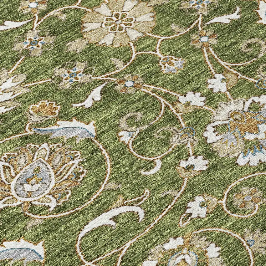 Olive Green Brown And Ivory Moroccan Washable Indoor Outdoor Area Rug Photo 5