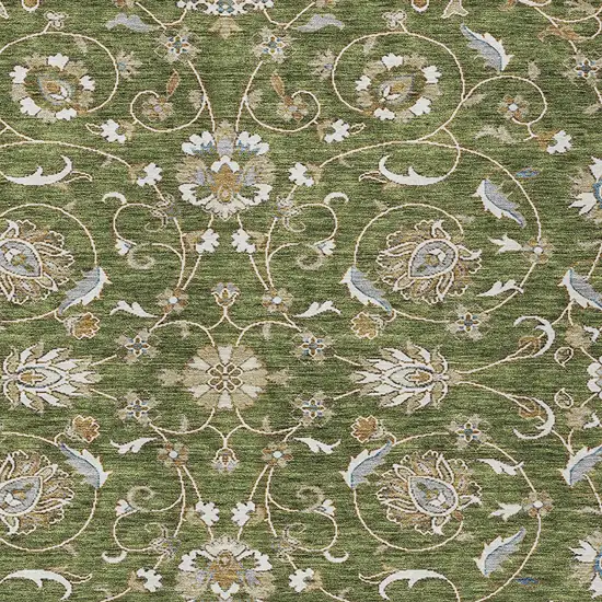 Olive Green Brown And Ivory Moroccan Washable Indoor Outdoor Area Rug Photo 6