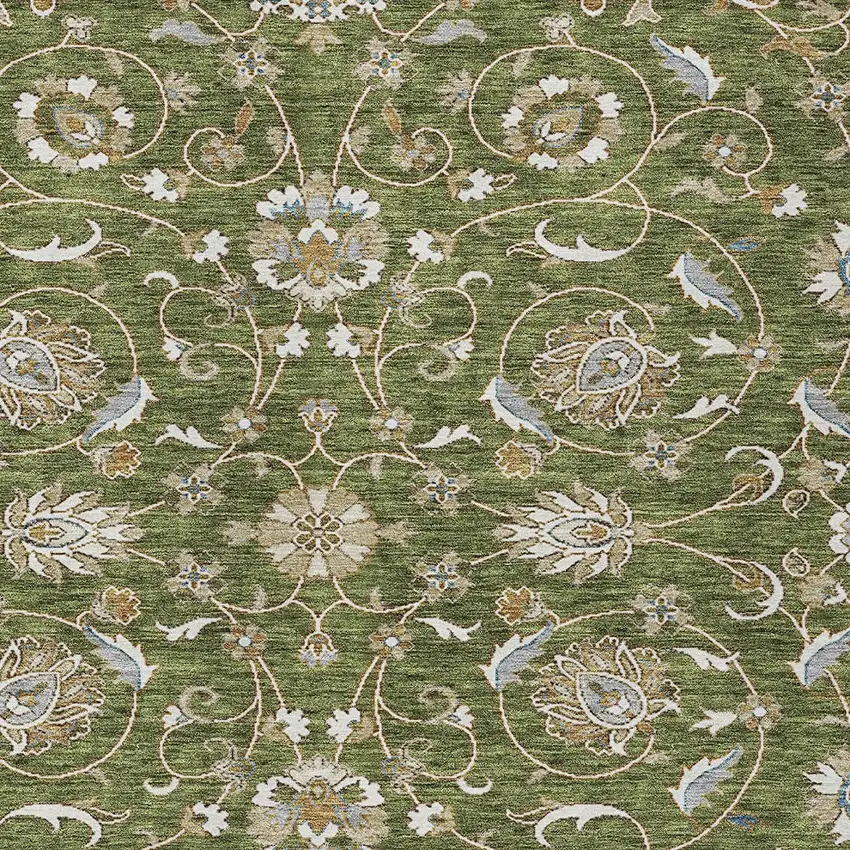 Olive Green Brown And Ivory Moroccan Washable Indoor Outdoor Area Rug Photo 6