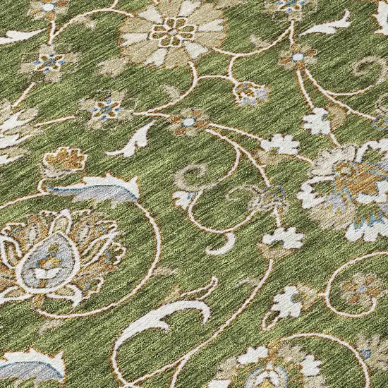 Olive Green Brown And Ivory Moroccan Washable Indoor Outdoor Area Rug Photo 5