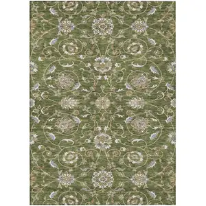 Photo of Olive Green Brown And Ivory Moroccan Washable Indoor Outdoor Area Rug