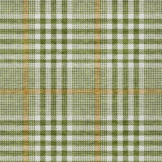 Olive Green Brown And Ivory Plaid Washable Indoor Outdoor Area Rug Photo 5