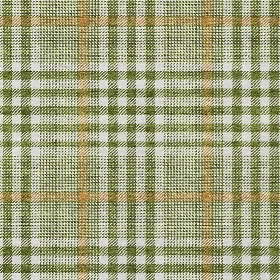 Olive Green Brown And Ivory Plaid Washable Indoor Outdoor Area Rug Photo 5