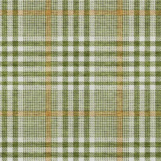 Olive Green Brown And Ivory Plaid Washable Indoor Outdoor Area Rug Photo 5
