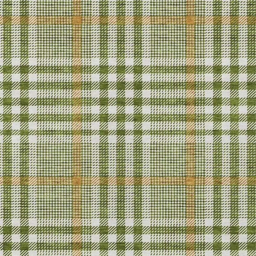 Olive Green Brown And Ivory Plaid Washable Indoor Outdoor Area Rug Photo 5
