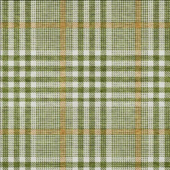 Olive Green Brown And Ivory Plaid Washable Indoor Outdoor Area Rug Photo 5