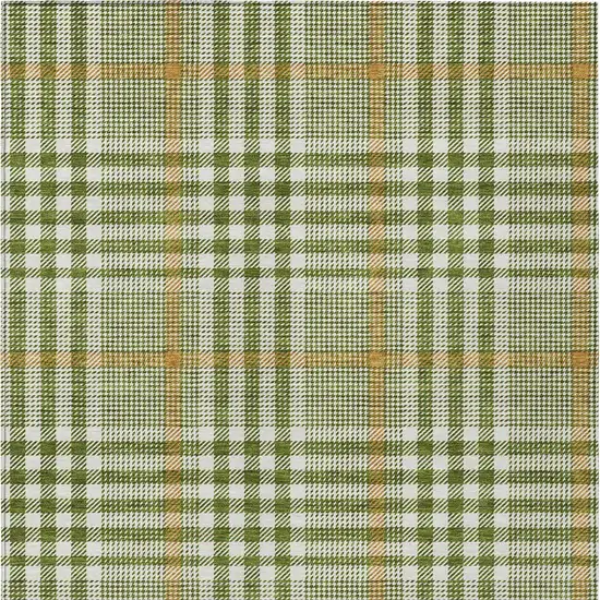 Olive Green Brown And Ivory Plaid Washable Indoor Outdoor Area Rug Photo 6