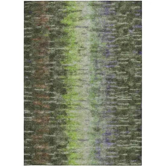 Olive Green Brown And Purple Abstract Washable Indoor Outdoor Area Rug Photo 4