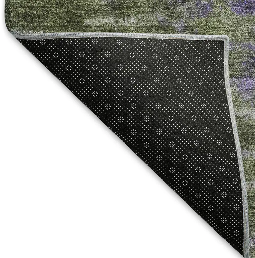 Olive Green Brown And Purple Abstract Washable Indoor Outdoor Area Rug Photo 4