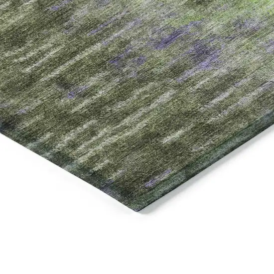 Olive Green Brown And Purple Abstract Washable Indoor Outdoor Area Rug Photo 5