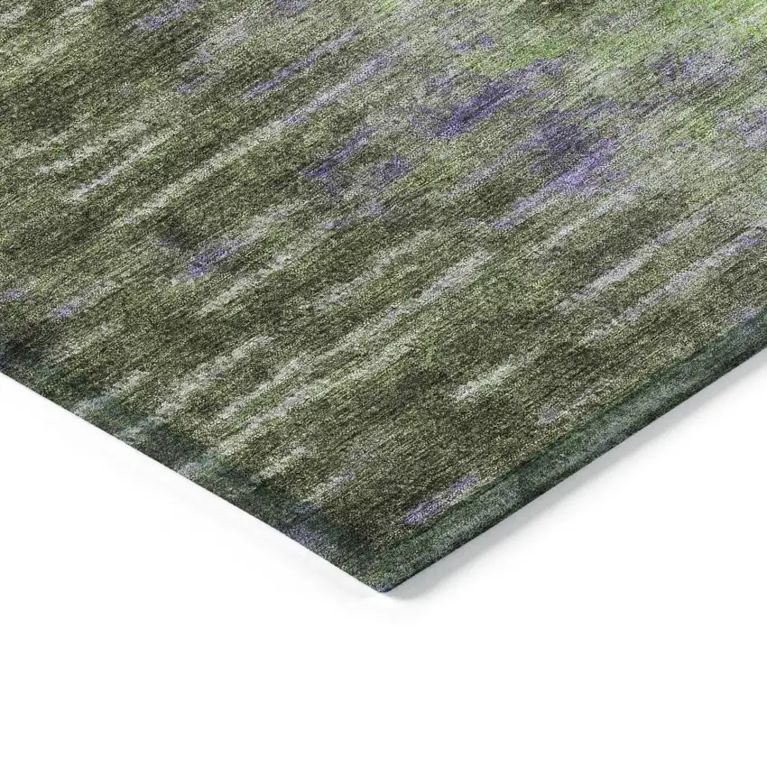 Olive Green Brown And Purple Abstract Washable Indoor Outdoor Area Rug Photo 5